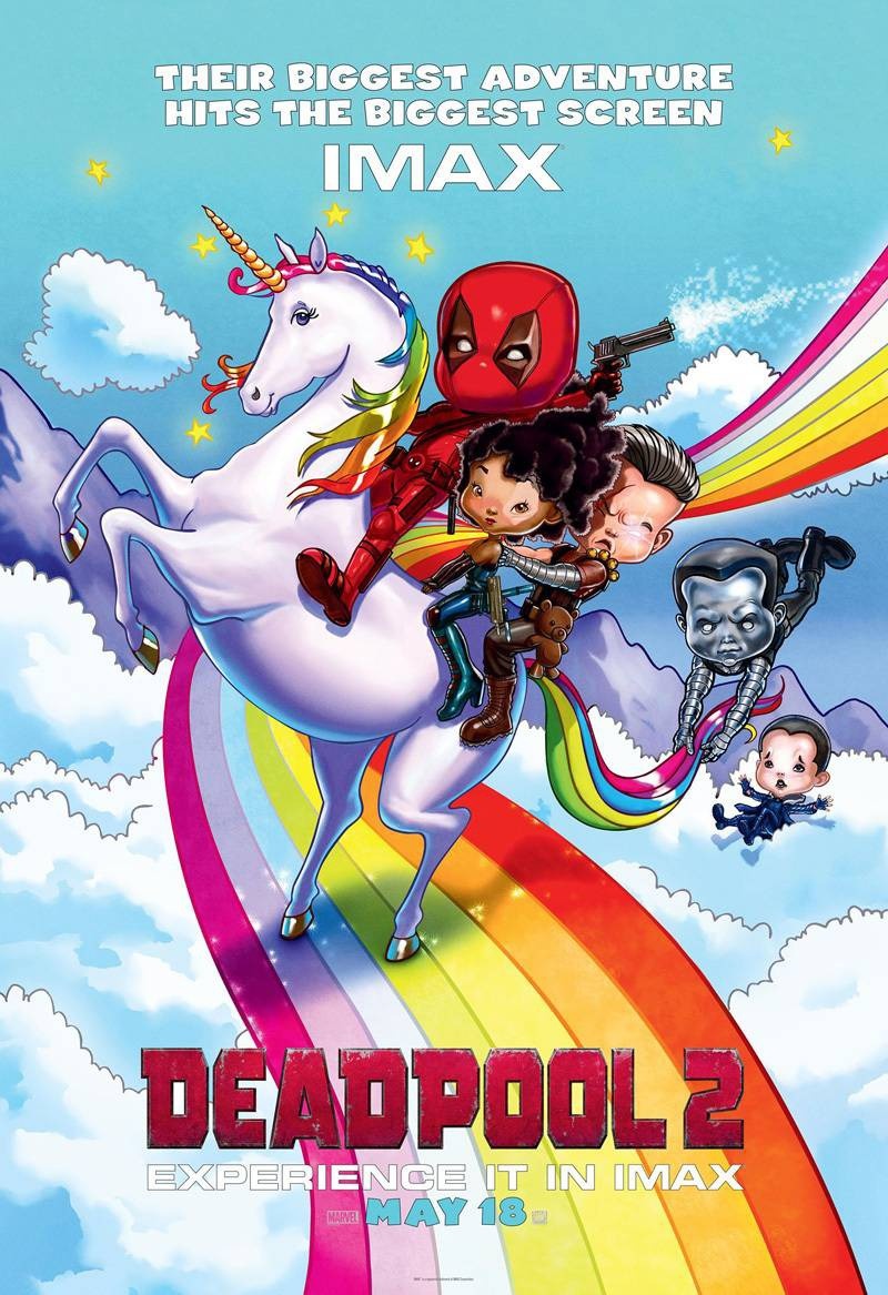 《死侍2》曝光IMAX海报 卡通风格搭配彩虹小马