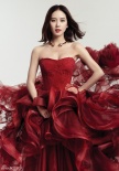 劉詩詩身穿一襲紅色禮服登封面 露胸線唯美如畫