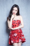 柳岩着红色抹胸裙俏皮可爱 蜂腰美胸露迷人笑容