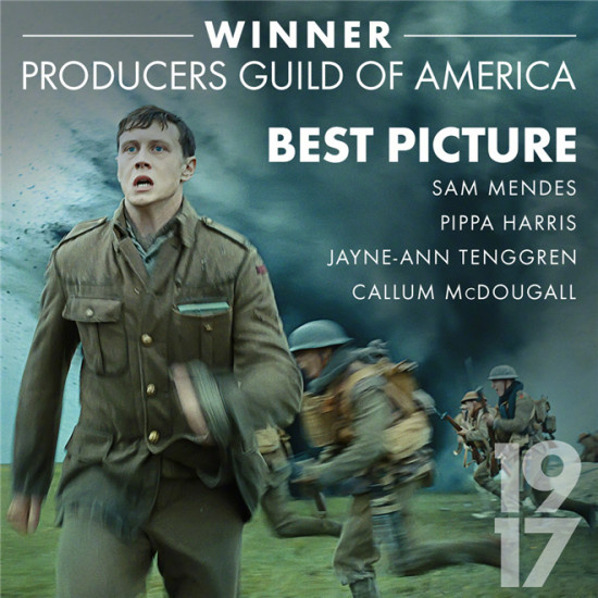 再摘一项大奖！冲奥热门《1917》发布庆功海报
