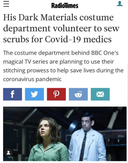 助力抗击疫情!英剧服装师联合为医院制作手术服