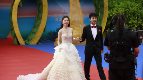 佟丽娅郭晓东登海南岛电影节红毯 搭档主持闭幕式
