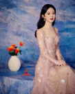 趙麗穎油畫風(fēng)寫真端莊優(yōu)雅 裸粉色長裙仙氣十足